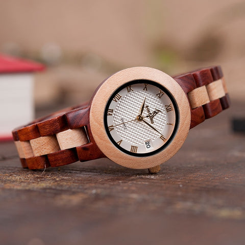 Wood Watch Female Women Minimal Dress Quartz Wristwatch