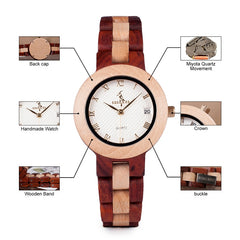 Wood Watch Female Women Minimal Dress Quartz Wristwatch