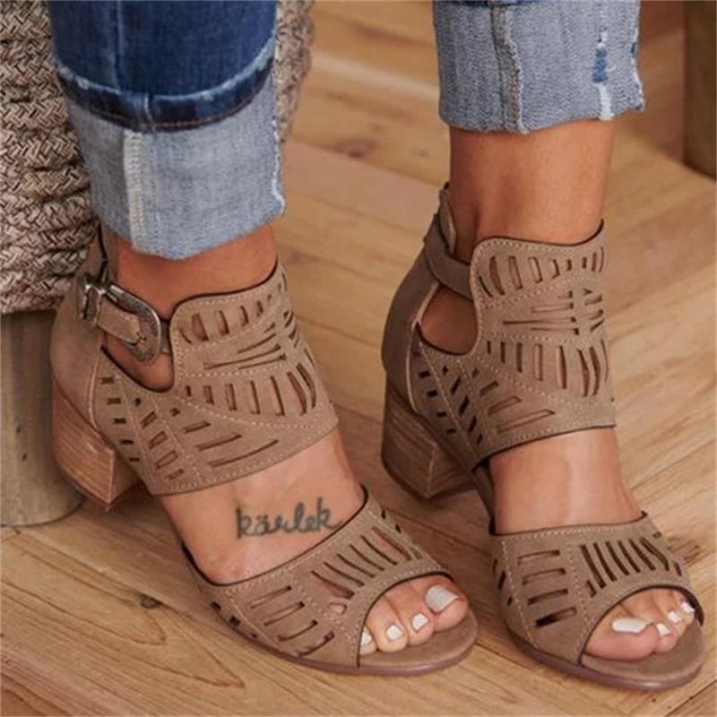 Wedge Sandals Mid Heel Slip-on Buckle Artificial Open Toe  Wedding Pumps