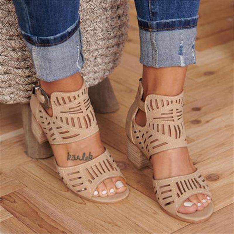 Wedge Sandals Mid Heel Slip-on Buckle Artificial Open Toe  Wedding Pumps