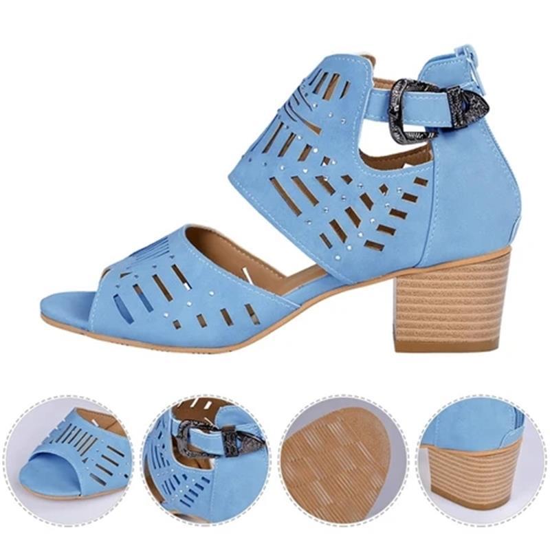 Wedge Sandals Mid Heel Slip-on Buckle Artificial Open Toe  Wedding Pumps