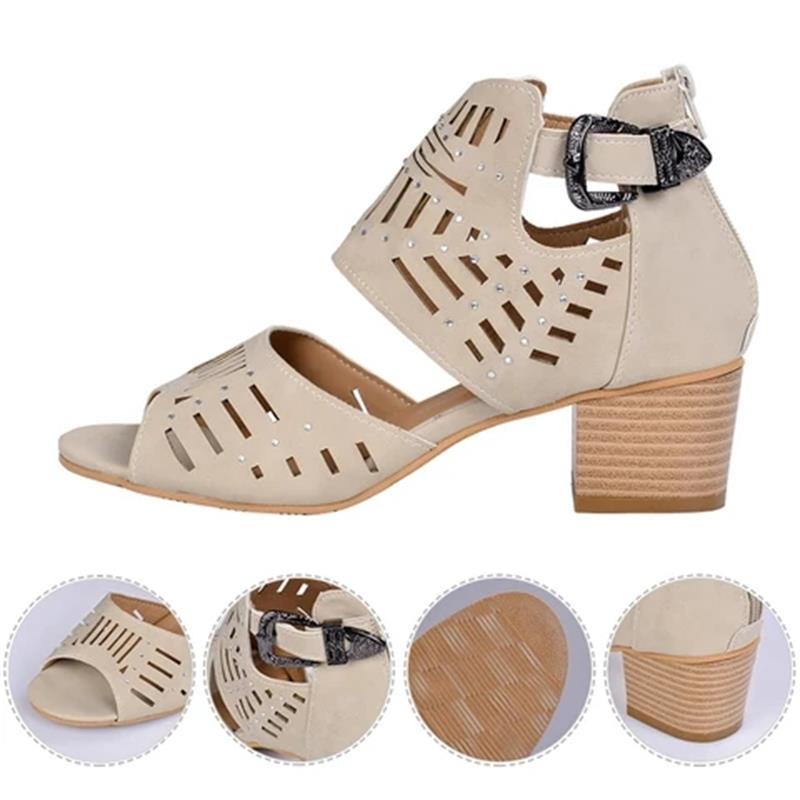 Wedge Sandals Mid Heel Slip-on Buckle Artificial Open Toe  Wedding Pumps