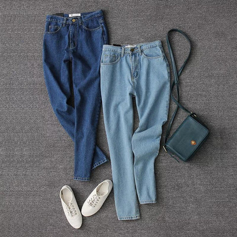 pencil denim pants high waist jeans casual vintage jeans boyfriend