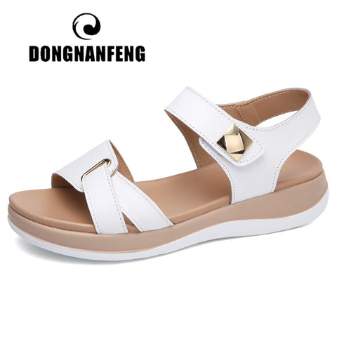 Women Female Ladies Mother Genuine Leather Shoes Sandals Flats