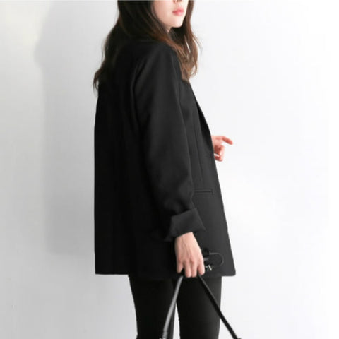 Women Black Suit Blazer Office Jacket Ladies Tailored Oversized