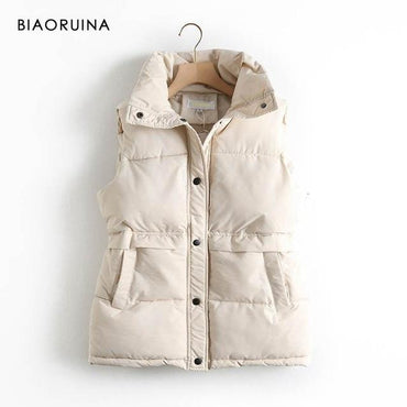 Style Solid Sleeveless Winter Keep Warm Winter Vest Coat