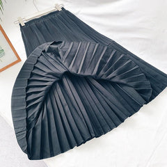 Elegant Solid Color Vintage High Waist Pleated Chic Skirt