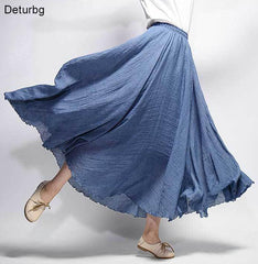 Elegant High Waist Linen Maxi Skirt