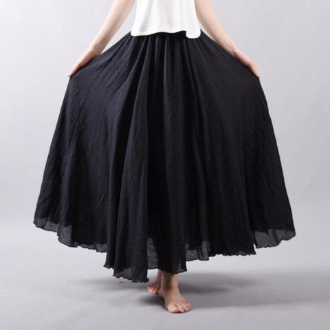 Elegant High Waist Linen Maxi Skirt