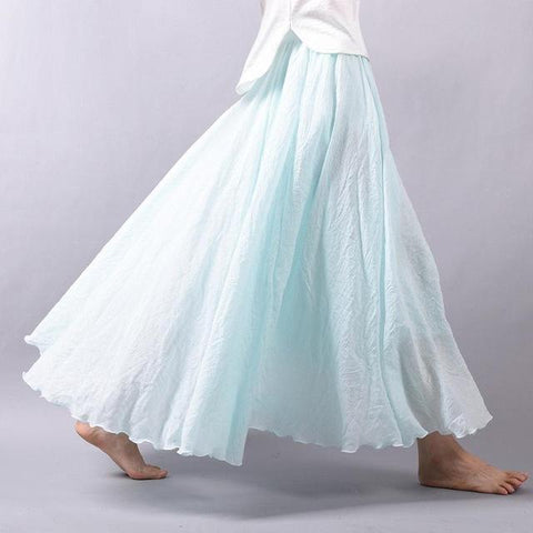 Elegant High Waist Linen Maxi Skirt