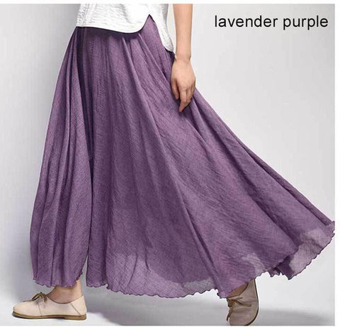 Elegant High Waist Linen Maxi Skirt
