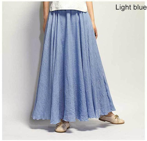 Elegant High Waist Linen Maxi Skirt