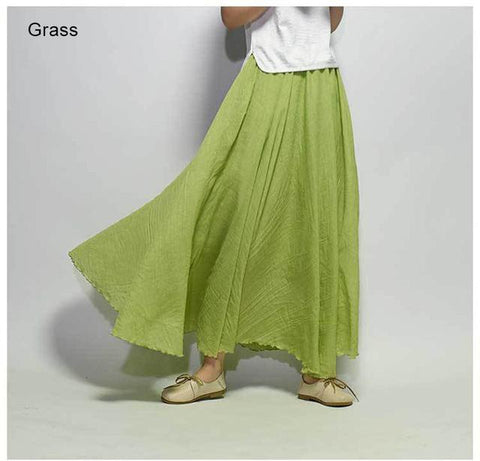 Elegant High Waist Linen Maxi Skirt