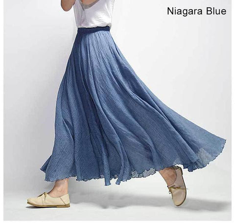 Elegant High Waist Linen Maxi Skirt