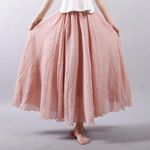 Elegant High Waist Linen Maxi Skirt