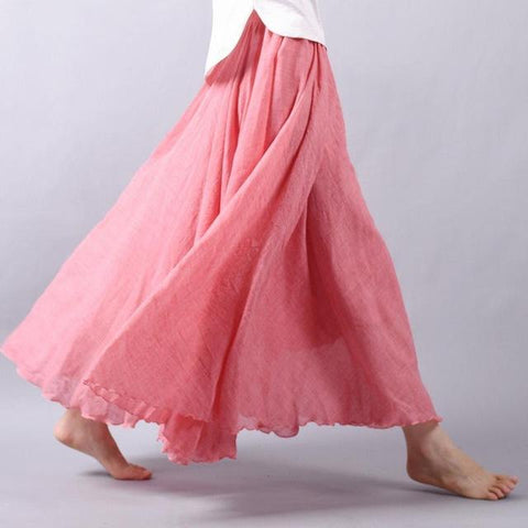 Elegant High Waist Linen Maxi Skirt
