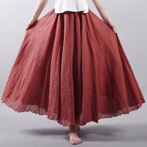 Elegant High Waist Linen Maxi Skirt