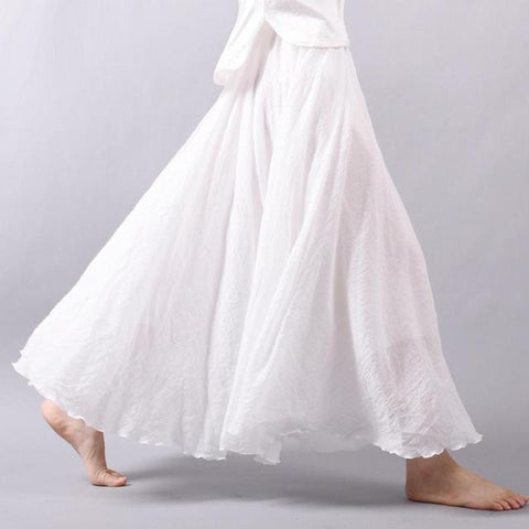 Elegant High Waist Linen Maxi Skirt