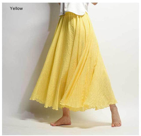 Elegant High Waist Linen Maxi Skirt