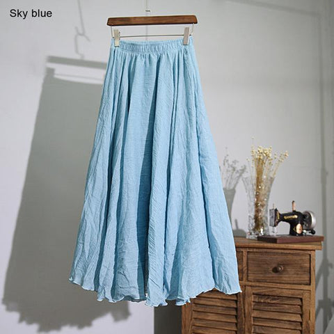 Elegant High Waist Linen Maxi Skirt