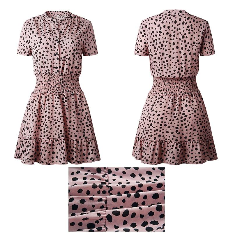 Leopard Casual Summer Ruffle Mini Dress
