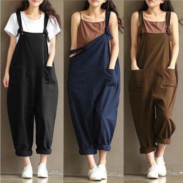 Fashion Girls Solid Jumpsuit Strap Dungaree Harem Trousers