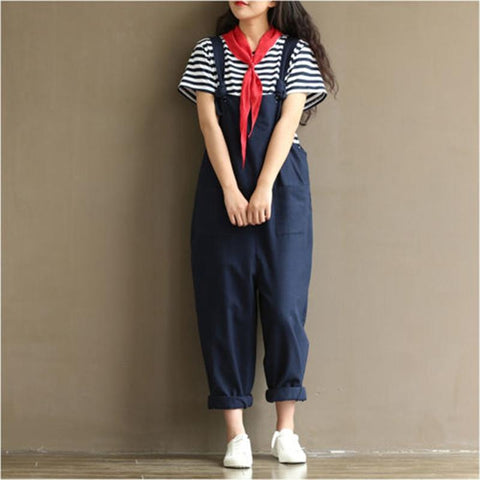 Fashion Girls Solid Jumpsuit Strap Dungaree Harem Trousers