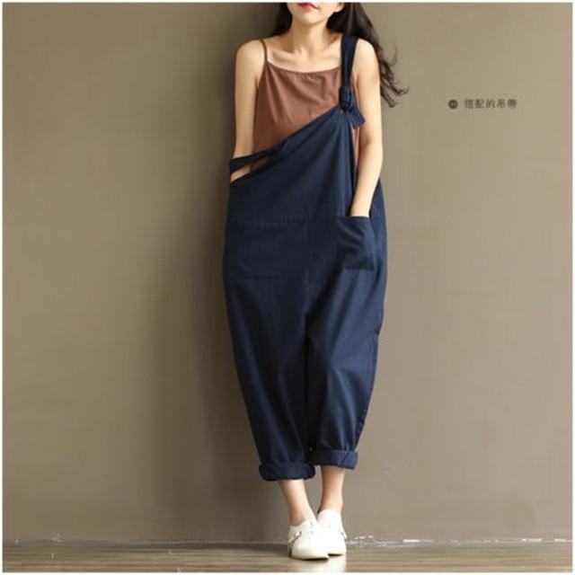 Fashion Girls Solid Jumpsuit Strap Dungaree Harem Trousers