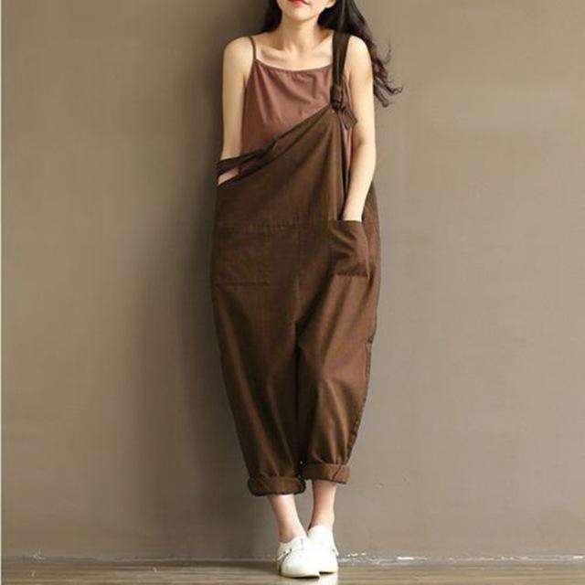 Fashion Girls Solid Jumpsuit Strap Dungaree Harem Trousers