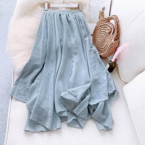Elegant Solid Color Pleated Midi Skirt