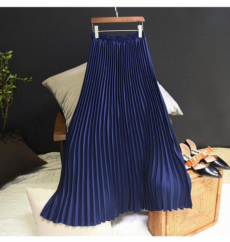 Vintage Pleated Midi Long Chiffon Skirt