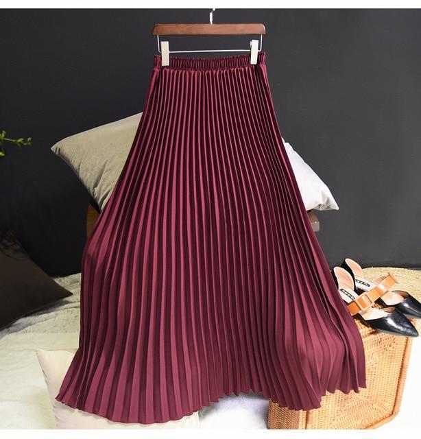 Vintage Pleated Midi Long Chiffon Skirt