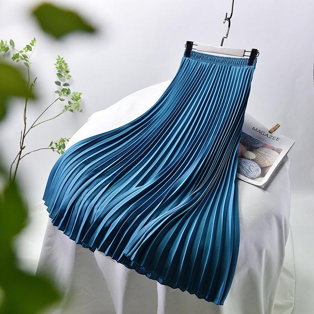 Vintage Pleated Midi Long Chiffon Skirt