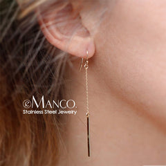 trendy long drop dangle minimalist fish hoop earrings