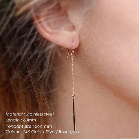 trendy long drop dangle minimalist fish hoop earrings