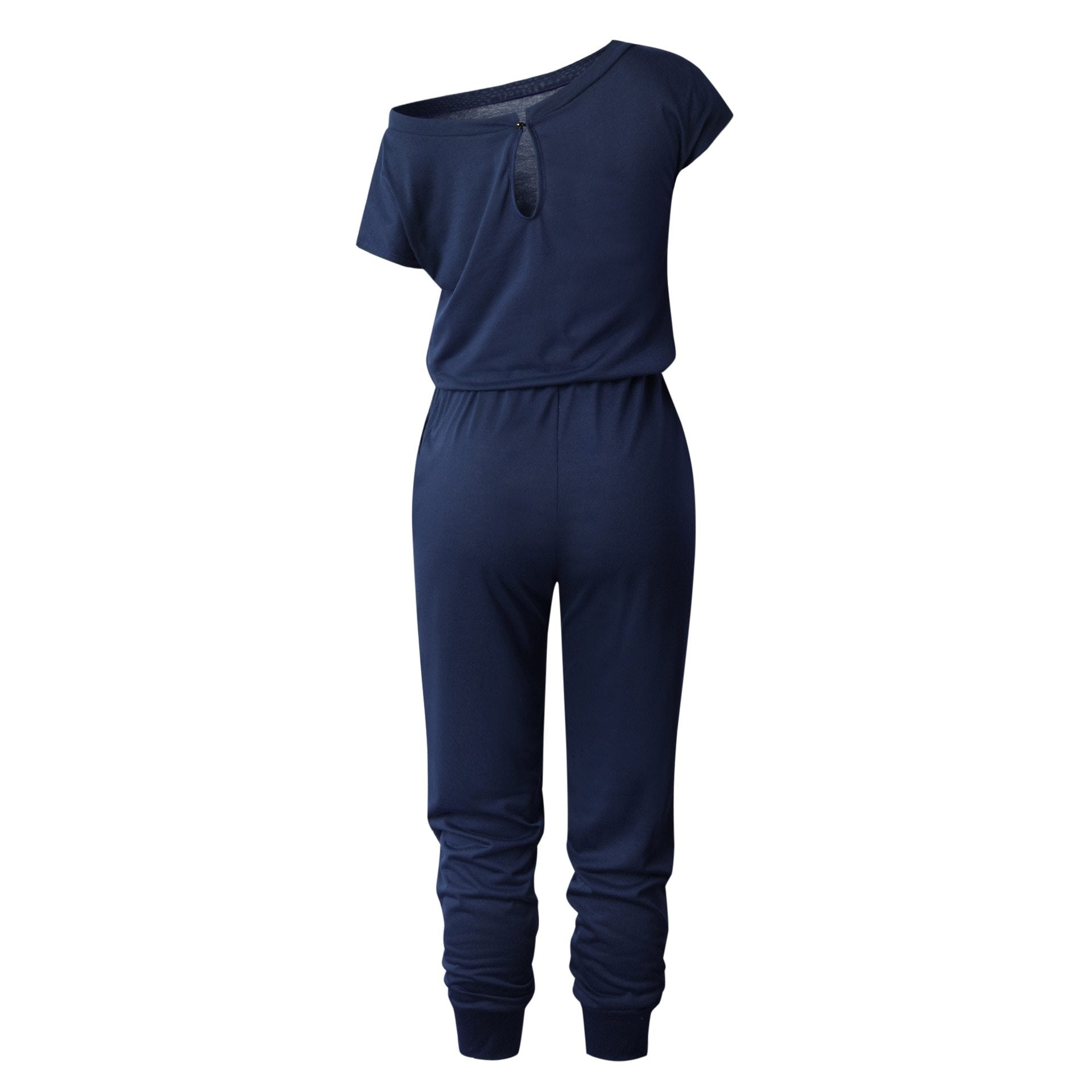 Fashion Slant Shoulder Casual Pocket Jumpsuit