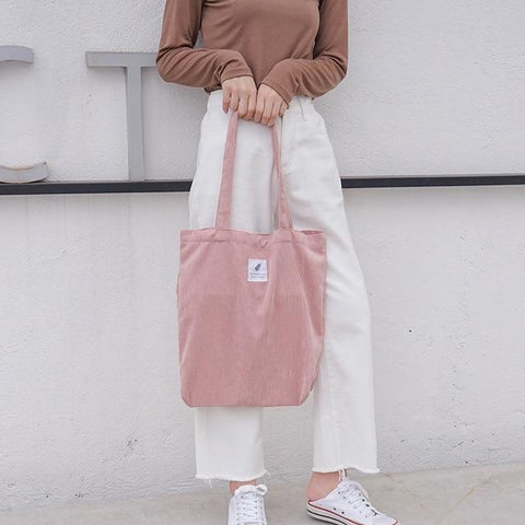 Corduroy Shopping Bag Canvas Cloth Shoulder Bag