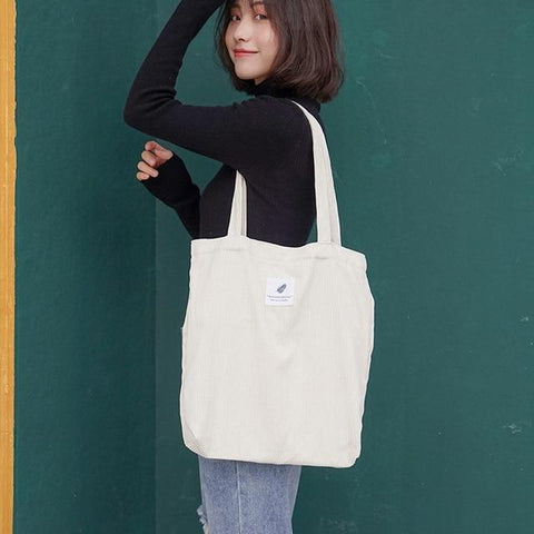 Corduroy Shopping Bag Canvas Cloth Shoulder Bag
