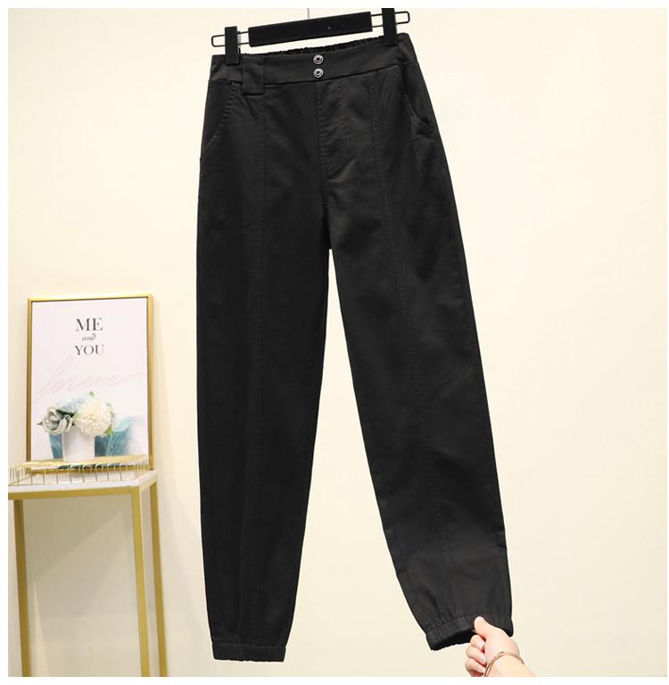 Cargo Pants High Waist Casual Loose Broadcloth Elastic Waist Ankle-length