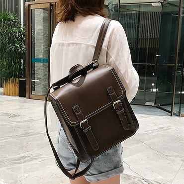 Vintage Backpack Female Pu Leather Bag Backpack Fashion
