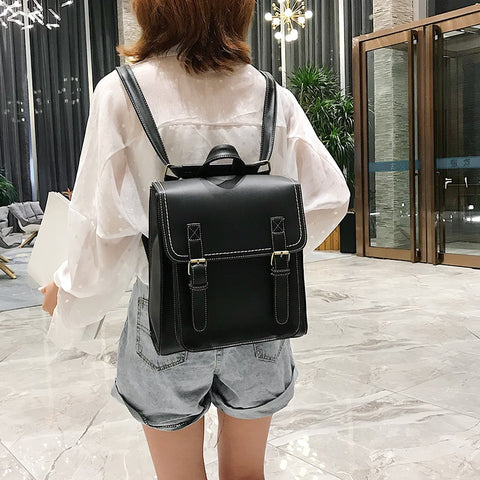 Vintage Backpack Female Pu Leather Bag Backpack Fashion