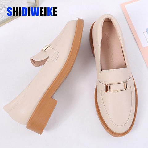 fashion women's shoes retro loafer small leather