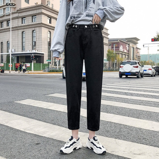 Vintage High Waist Slouchy Green Cotton Mom Jeans Denim Harem