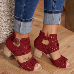 Wedge Sandals Mid Heel Slip-on Buckle Artificial Open Toe  Wedding Pumps