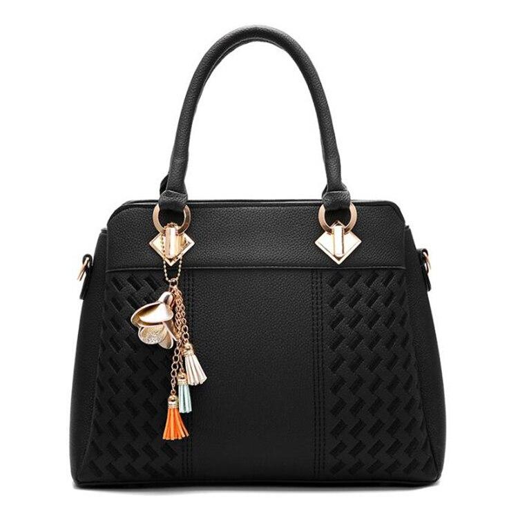 Handbags Tassel PU Leather Totes Top-handle Embroidery Crossbody Bag ...