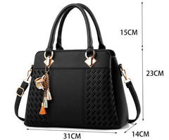 Handbags Tassel PU Leather Totes Top-handle Embroidery Crossbody Bag