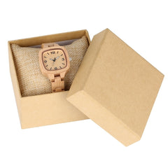 Minimalist Simple Square Wood Watch Women's Clock Slim Light-ultra
