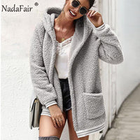 Faux Fur Coat Hooded Casual Teddy Coat Pockets