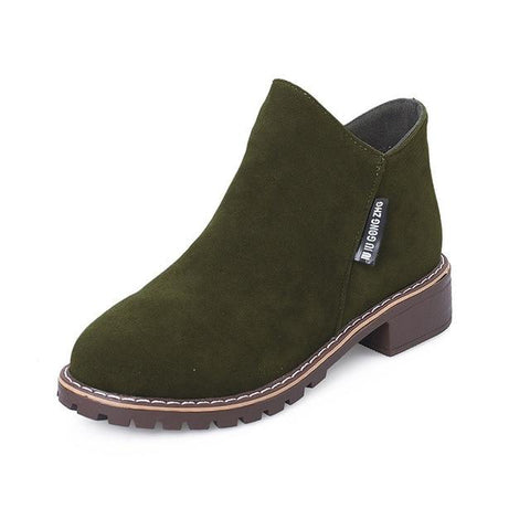 Women Boots Brand Ladies Ankle Boots Heels Suede Leather Boots