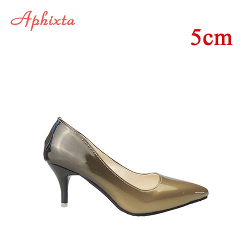 Pointed Toe Women Thin Heel Shoes 10cm Heels Pointed Toe Patent Leather